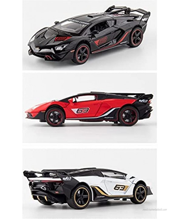 Alloy Collection for Lamborghini Toy Car Pull Back Die Casting Car Model with Light 1PCS with car Lights Simulated Sound Effects Color: Black