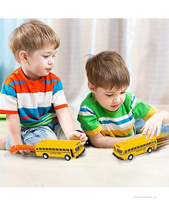 ArtCreativity 5 Inch Pull Back School Bus Playset Set of 2 Classic School Buses Diecast Bus Toy Set with Pull Back Mechanisms Great Party Favors Gift Idea for Boys and Girls