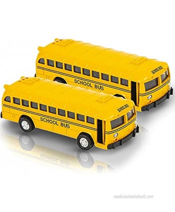 ArtCreativity 5 Inch Pull Back School Bus Playset Set of 2 Classic School Buses Diecast Bus Toy Set with Pull Back Mechanisms Great Party Favors Gift Idea for Boys and Girls