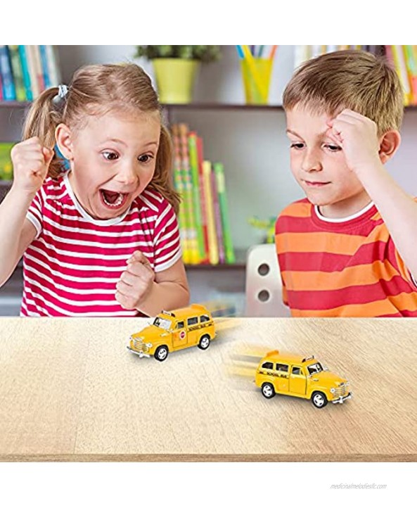 ArtCreativity Pullback Suburban School Bus Set Includes 2 4.75 Inch School Buses Diecast Bus Playset with Pull Back Mechanisms Great Birthday Gift Idea for Boys and Girls