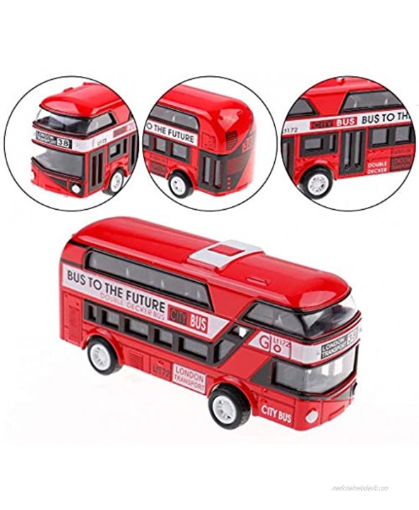 Bus Toys Pull Back London Bus City Tourist Closed Top Diecast Double Decker Sightseeing Tour Bus Toy 1 43 Scale Diecast Friction Powered Cars Play Set Toys Gift for Boys Girls ToddlersBlue