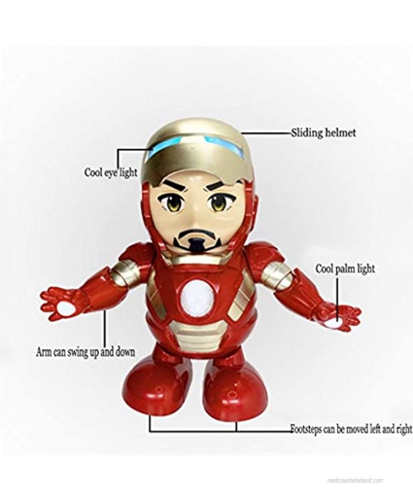 Dancing Iron Man Dance Hero Toys Dancing Robot with Light Music Dancing for Boy Girls Kids Children Gift Iron Man Color : A