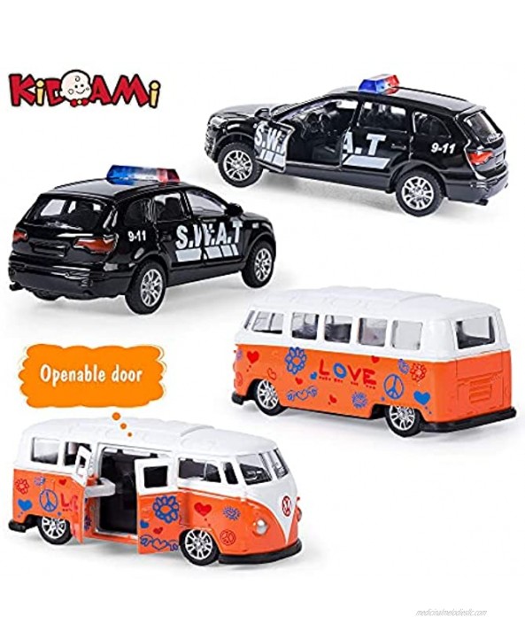 Die-cast Metal Toy Cars Set of 10 Openable Doors Pull Back Car Gift Pack for Kids Official Car & Official Car Ⅱ