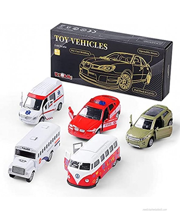 Die-cast Metal Toy Cars Set of 10 Openable Doors Pull Back Car Gift Pack for Kids Official Car & Official Car Ⅱ