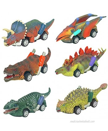Dinosaur Car Toys for 3-10 Year Old Boys Girls Pull-Back Dinosaur Cars Toys Set Dinosaur Birthday Party Supplies Favors for Kids Toddlers Boys Girls Animal Vehicles dinosaur party favors 6 Pack