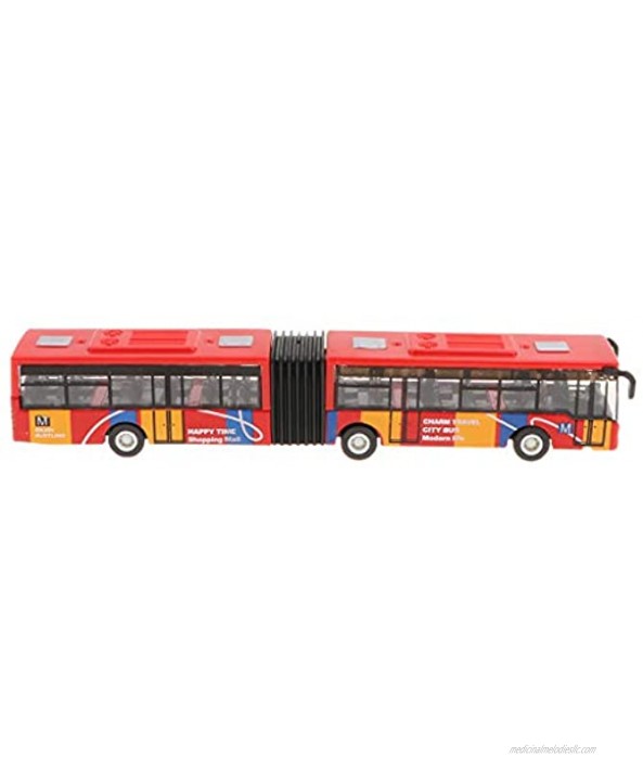 DYNWAVE Friction Powered Pull Back and Go Car Articulated Bus for Kids Toddler Boys & Girls Aged 2 3 4 5 Year Old Birthday Gifts Red