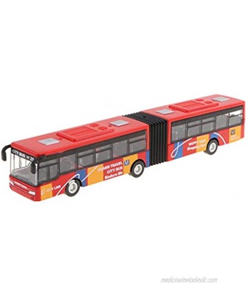 DYNWAVE Friction Powered Pull Back and Go Car Articulated Bus for Kids Toddler Boys & Girls Aged 2 3 4 5 Year Old Birthday Gifts Red