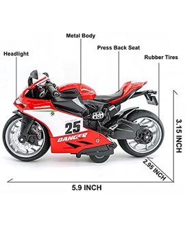 Gilumza 1:12 Pull Back Vehicles Motorcycle Toys Pullback Car Gift with Music Light Racing Motorcycles Toy for Boys Kids Christmas Birthday Age Over 3 Year Old