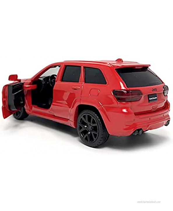 Grand Cherokee Trackhawk Diecast Car Model Toy Vehicle SUV Off-Road 1 36 Scale Metal Zinc Alloy Casting Pull Back Friction Powered Vehicles Doors Open Toys Kids Adults Birthday Gifts red