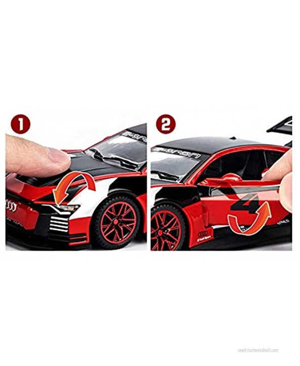 HWZH Scale car Model 1:32 for Audi GT Car Model Racing Alloy Pull Back Sound and Light Children's Metal Toy Car Birthday Boy Gift Color : 1