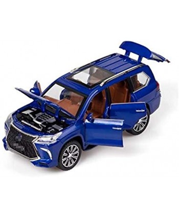 JMSM 1:24 for Lexu LX570 SUV Alloy Toy Car Model Sound Light Pull Back Metal Vehicle Door Open Toy Car for Collection Kid Gift Color : Blue
