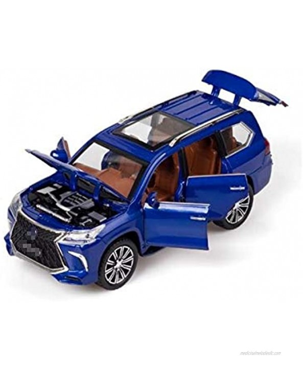 JMSM 1:24 for Lexu LX570 SUV Alloy Toy Car Model Sound Light Pull Back Metal Vehicle Door Open Toy Car for Collection Kid Gift Color : Blue