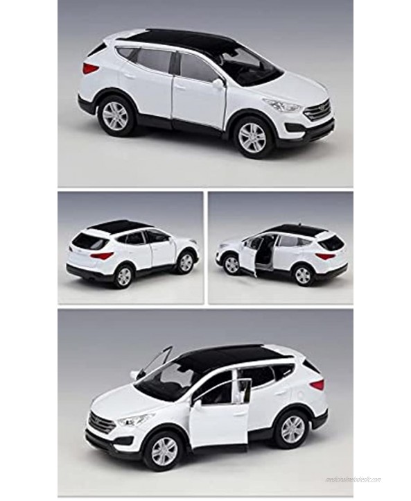 JYSMAM 1:36 Alloy Die Cast for Santafe SUV Model Toy Car Collection Pull Back Toys Vehicle for Children Gifts Color : White