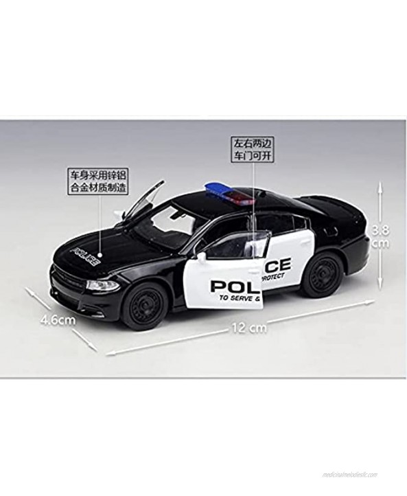JYSMAM 1:36 Alloy Pull Back Model Toy Cars Die Cast Metal Casting Black Charger Pursuit Police Car Toys Color : Black