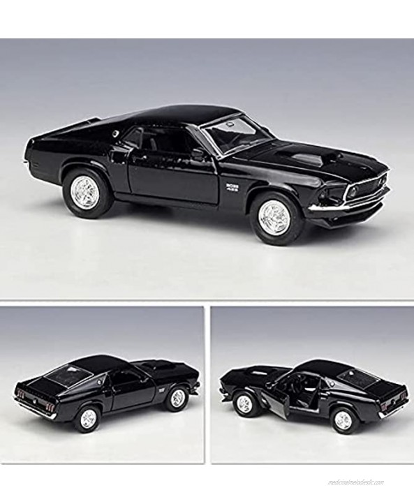 JYSMAM 1:36 Alloy Pull Back Model Toy Cars for 1969 Ford Mustang Boss 429 Black Car Collection Toys for Kids Color : Black