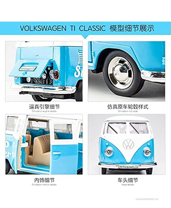 JYSMAM 1:36 for 1963 T1 Van Model Bus Toy Car Alloy Die Cast Pull Back Toys Vehicle for Children Color : Brown