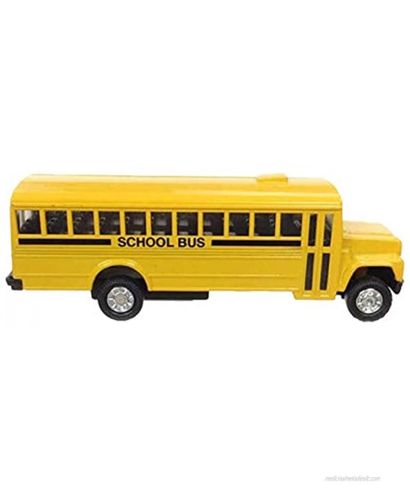 Kicko Diecast Friction School Bus Pull Back 5 Inches Long Metal School Bus Die-Cast Vehicles- Party Bag Stuffers Fillers