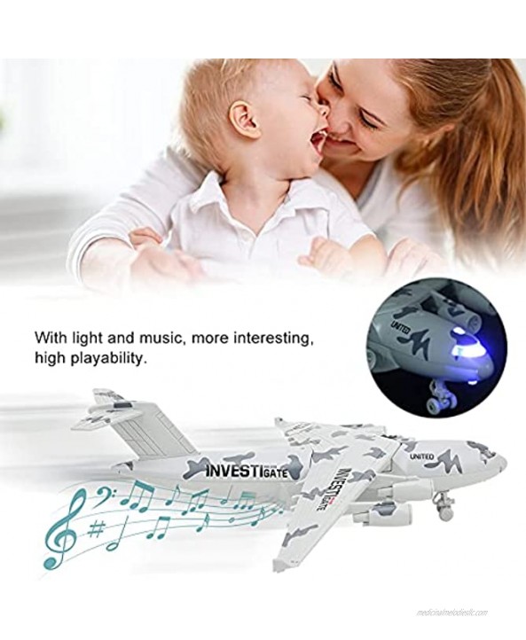 LZKW Diecast Model Airplane Exquisite Package Pull-Back Aircraft Toys Pull Back Design 8.7 inch for Birthday Gift for KidsGrey