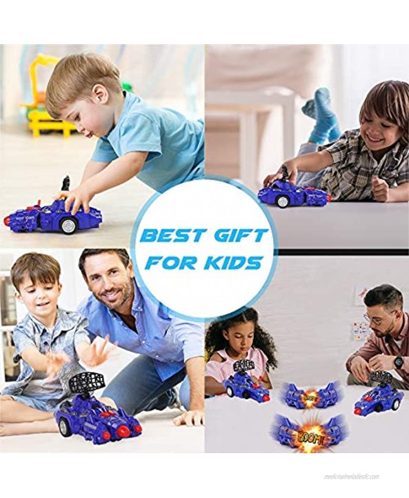 M SANMERSEN Kids Inertia Car 3 in 1 Pull Back Vehicles Catapult Race Car Toys Friction Powered Vehicles with Eject Button & 2 Ejection Units Best Christmas Birthday Party Gifts for Boys Girls
