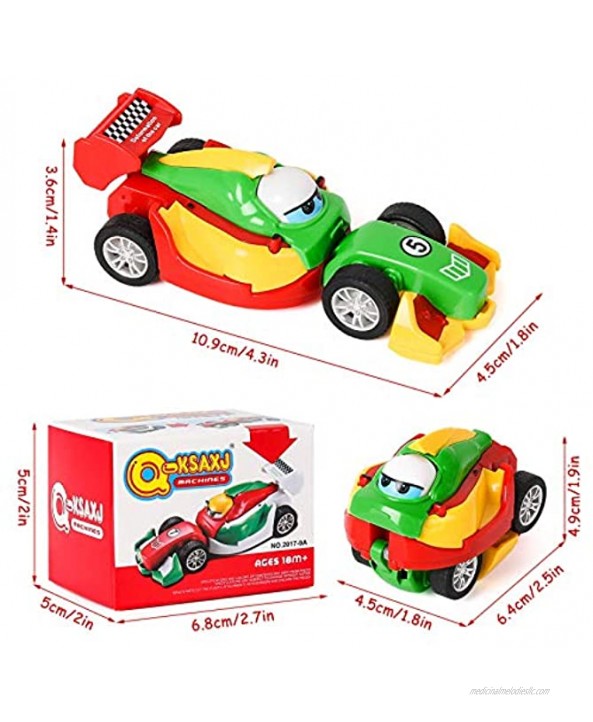 M SANMERSEN Mini Pull Back Cars 4 Pack Monster Toys Cars Push and Go Friction Powered Vehicles Portable Deformation Car Toys Best Party Favors Gifts for Toddler Boys Girls