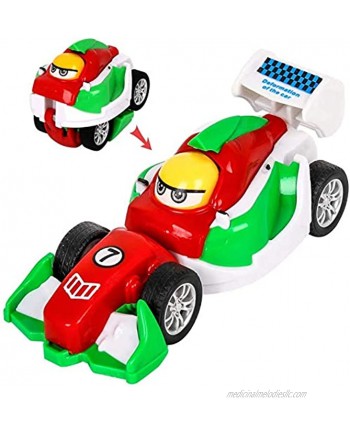 M SANMERSEN Mini Pull Back Cars 4 Pack Monster Toys Cars Push and Go Friction Powered Vehicles Portable Deformation Car Toys Best Party Favors Gifts for Toddler Boys Girls