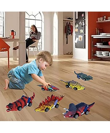 MpfsToc Dinosaur Toy Pull Back Cars 6 Pack Pull Back Toy Car ,Monster Truck,Dinosaur Games with T-Rex,Dino Toys for 3 Year Old Boys and Toddlers Boy Toys Age 3,4,5 and Up