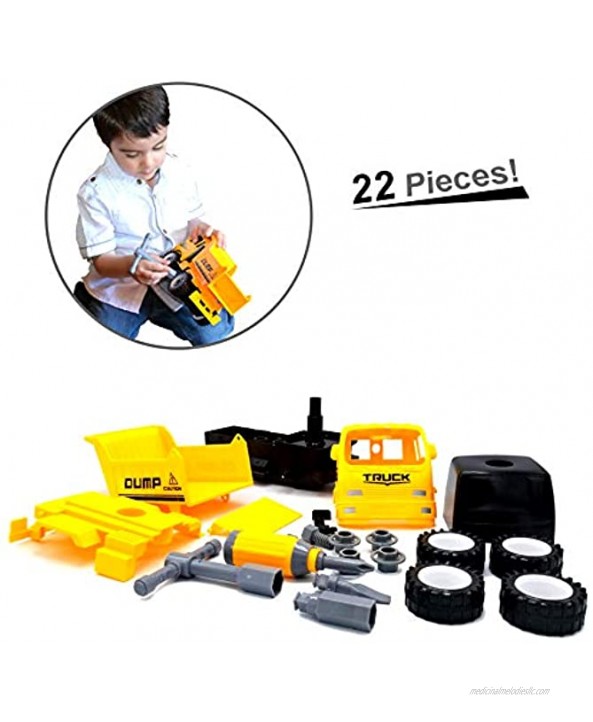 MUKIKIM Construct A Truck Dump. Take it Apart & Put it Back Together + Friction Powered2-Toys-in-1! Awesome Award Winning Toy That Encourages Creativity! …