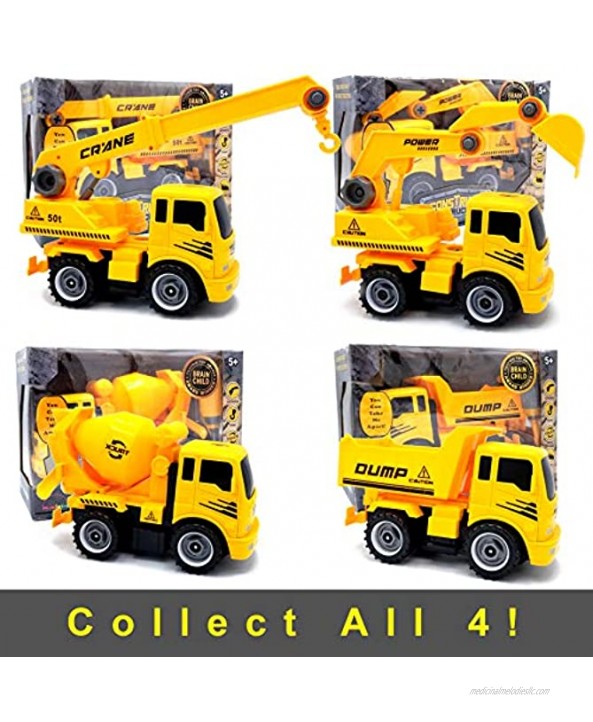 MUKIKIM Construct A Truck Excavator. Take it Apart & Put it Back Together + Friction Powered2-Toys-in-1! Awesome Award Winning Toy That Encourages Creativity! …