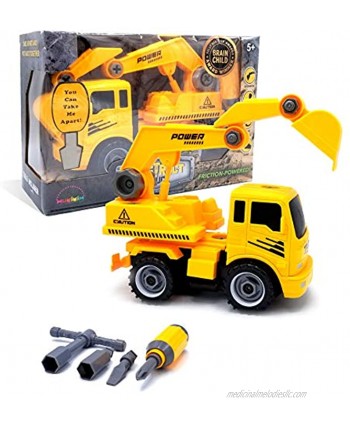 MUKIKIM Construct A Truck Excavator. Take it Apart & Put it Back Together + Friction Powered2-Toys-in-1! Awesome Award Winning Toy That Encourages Creativity! …