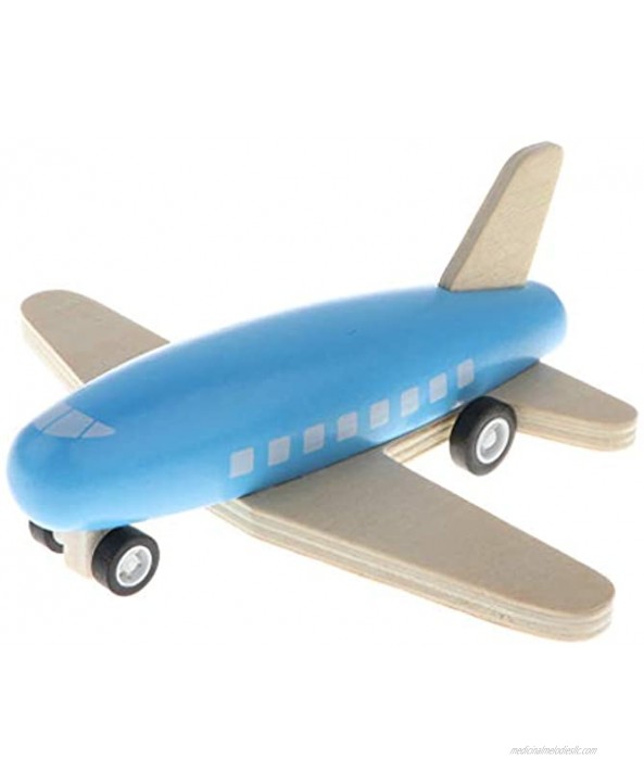 Newmind Mini Wooden Airplane Models Kit Pull Back Plane Kids Baby's Learning & Education Toy Blue