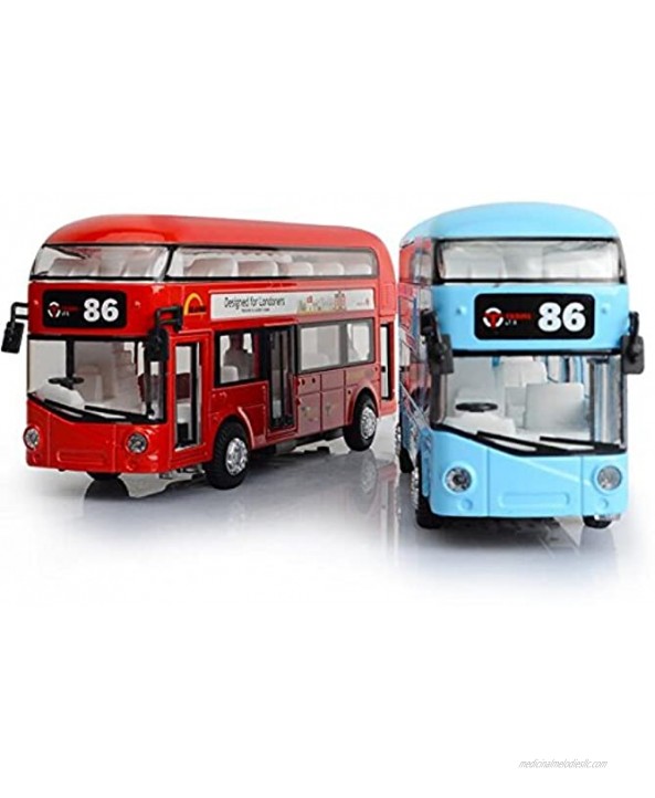 ROMIRUS Pull Back City Bus Toy 7 London Double Decker Bus Routemaster City Tourist Closed Top Diecast with Lights Sounds and Openable Doors 1 50 Scale Double Decker Bus Toy