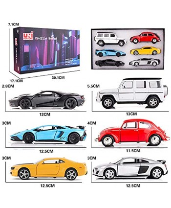 TGRCM-CZ 1:36 Scale Cars Model for Kids,Alloy Pull Back Vehicles Toy Car for Toddlers Kids Boys Girls 6 Packs with Boutique Box B