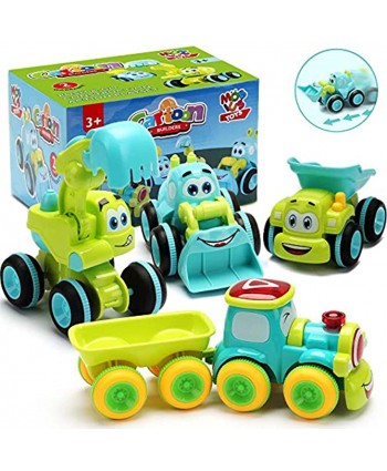 Toys for a 2 Year Old Boy 7 Friction Powered Trucks for 2+ Year Old Boys Push & Go Cars Cartoon Construction Vehicle Set Best Toddler Boys Toys & Toy Trucks Play Pull Back Car Idea