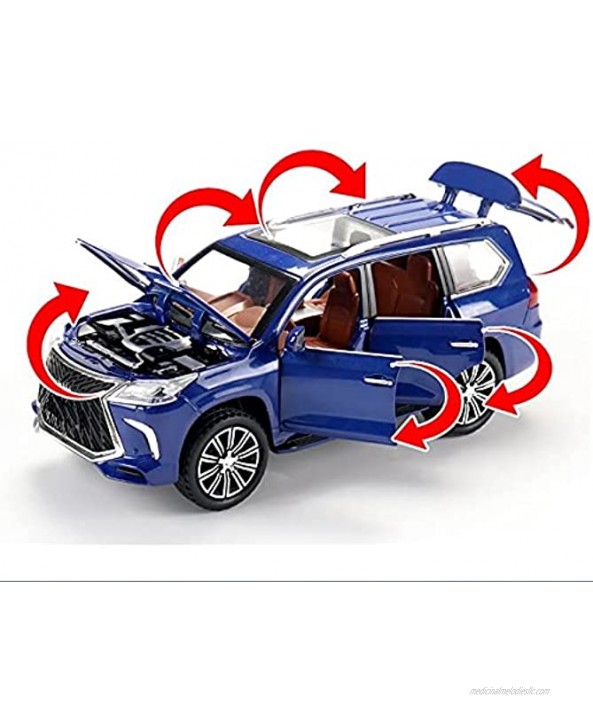 Xiao Toy Cars 1 24 for Le-xus for LX-570 SUV Alloy Model Toy Car Sound Light Pull Back Off Road Toys Vehicle Color : 3