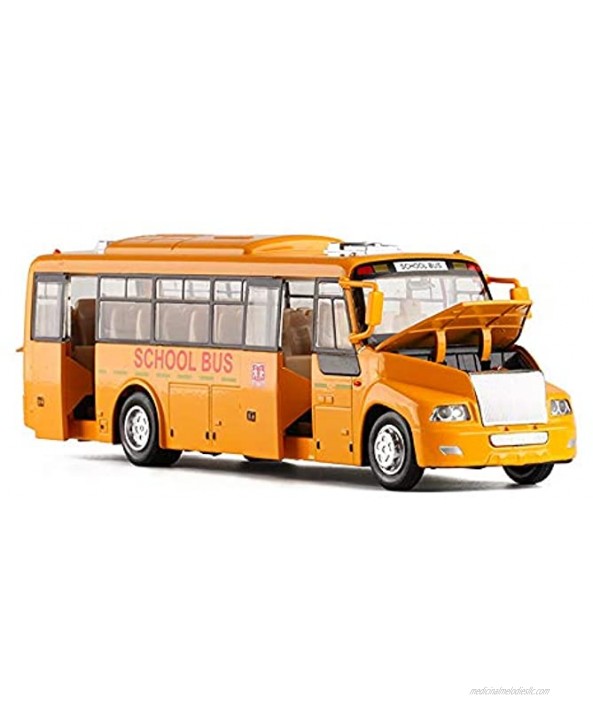Xolye Children's School Bus Model Sound and Light Pull Back Boy Toy Car Metal Anti-Drop Crash Toy Car Inertial Taxi Bus Toy