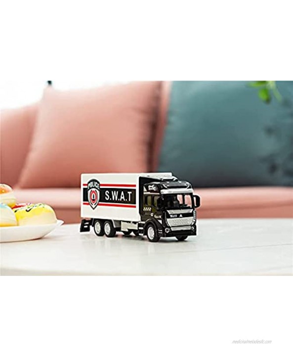 Yienct Semi Truck Toy for Kids with Trailer Pull Back Cars Tow Trucks Toy for Boys Age 1 2 3 4 5 6 7 Year Old Boys Big Police Metal Wrecker Rescue Friction Powered Trucks for Toddler 1:48 Scale