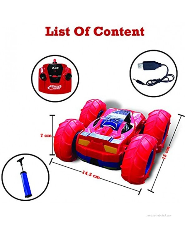 Double-Sided 4WD Children Cartoon RC Race Remote Control Car Toy for Kids Gift for Boys and Girls 360 Rotating Acrobatic Flip Spinning Stunt Wall Climbing Rechargeable Electric All-Terrain Light In