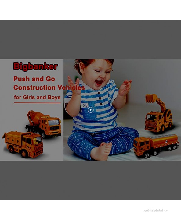 4 Pcs Construction Vehicles Toy Set Include Trucks Excavator Crane and Cement Mixer Birthday Gifts for 3 4 5 6 Year Old Toddlers Children Boys and Girls880210