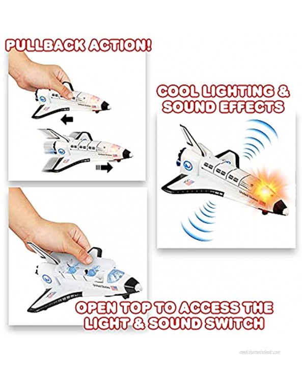 ArtCreativity Light Up Space Shuttle Toy 1PC Battery Operated Spaceship Toy with LEDs Sounds and Pullback Motion Outer Space Party Decoration Great Space Gifts for Boys and Girls 6 Inches