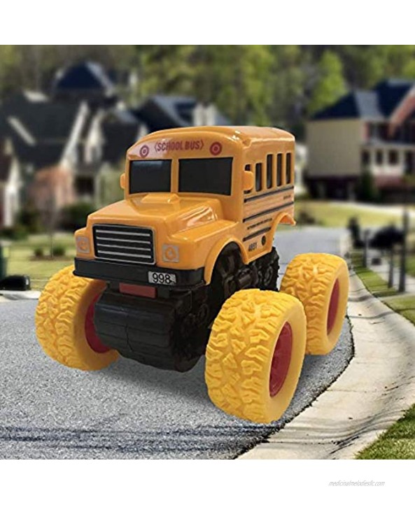 ArtCreativity Yellow School Bus Toy with Yellow Monster Truck Tires Push n Go Toy Car for Kids Durable Plastic Material Best Birthday Gift for Boys Girls Toddlers