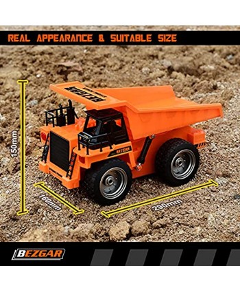 BEZGAR Remote Control Construction Dump Truck Toy 6 Channel RC Dump Truck Toys RC Construction Truck Vehicle Toys with 2 Rechargeable Batteries TK183