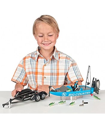 Big Country Toys Tournament Professional Bass Boat 1:20 Scale Bass Boat Boat Trailer Accessory Pack 10 Piece Toy Set