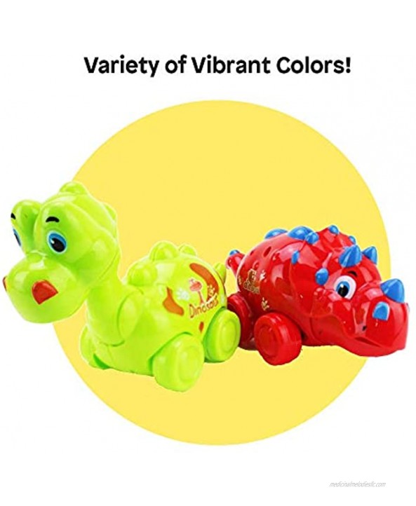 Boley Mini Dino Car 4 Piece Set Friction Powered Small Dinosaur Cars in Bright Colors for Toddler Kids