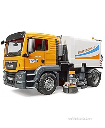 Bruder Toys Commercial Realistic MAN TGS Street Sweeper Truck with Open-able Doors Adjustable Brushes and Flexible Hose Ages 4+