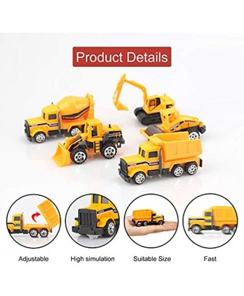Construction Trucks for 3 Year Old Boys Mini Engineering Models Play Vehicles Cars Toys Birthday Party Supplies Cake Topper for Toddlers,Pack of 5