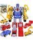 Construction Vehicles Transform into Robot Action Figures,Kids 5 in 1 Large Transformer Toys,Truck & Tool Workbench,Preschool STEM Converting Set for 3 4 5 6 7 8 Year Old Indoor Outdoor Birthday Gifts