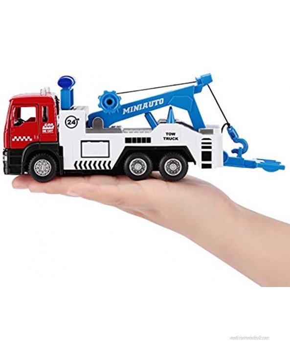 diecast Model Tow Truck Toy,zinc Alloy Casting Pull Back Toy Vehicles,with Lights and Music Kids Toy Gift