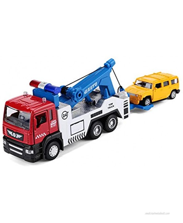 diecast Model Tow Truck Toy,zinc Alloy Casting Pull Back Toy Vehicles,with Lights and Music Kids Toy Gift