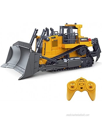 Fistone RC Bulldozer 1 16 9CH Remote Control Front Loader Tractor 2.4G Construction Vehicles Toys for Boys Kids Adults Gifts