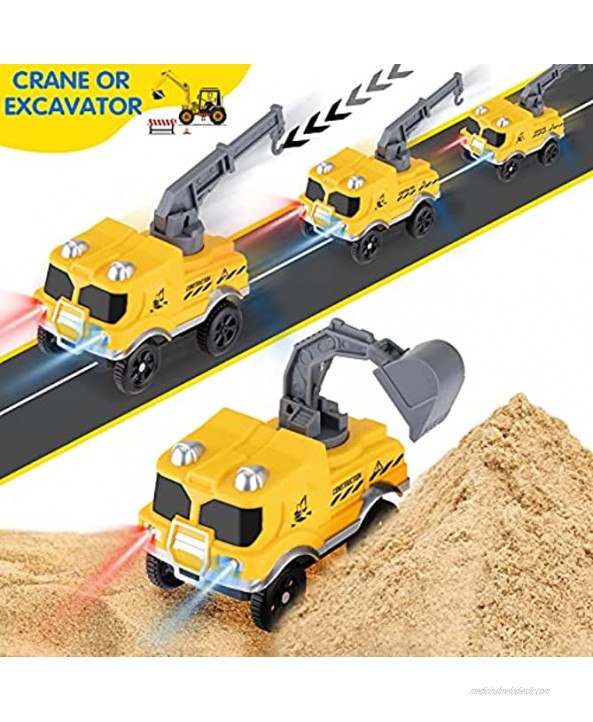 FPVERA Tracks Cars Replacement Only Magic Light Up Track Toy Glow in The Dark Racing Cars Include Construction Vehicle&Police Car&Fire Truck for Boys Kids